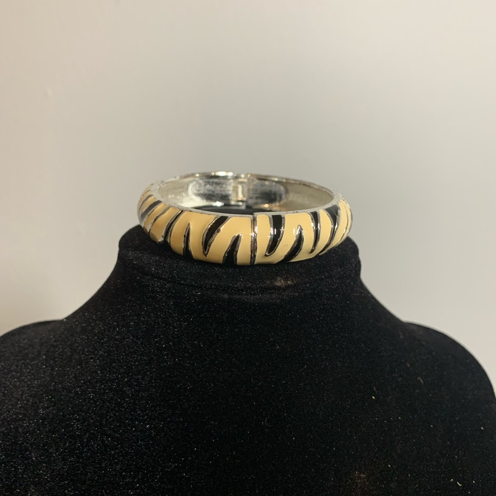 Vintage 1980’s Zebra Print Enamel Bangle Bracelet